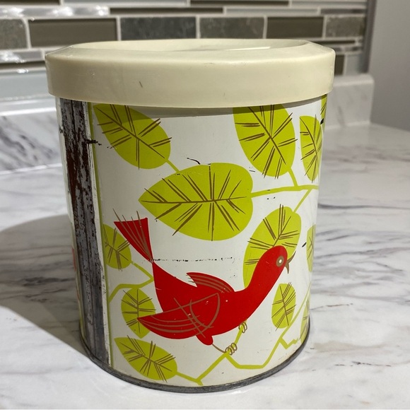 Vintage Procter & Gamble tin canister bird design kitschy retro MCM - Picture 7 of 11